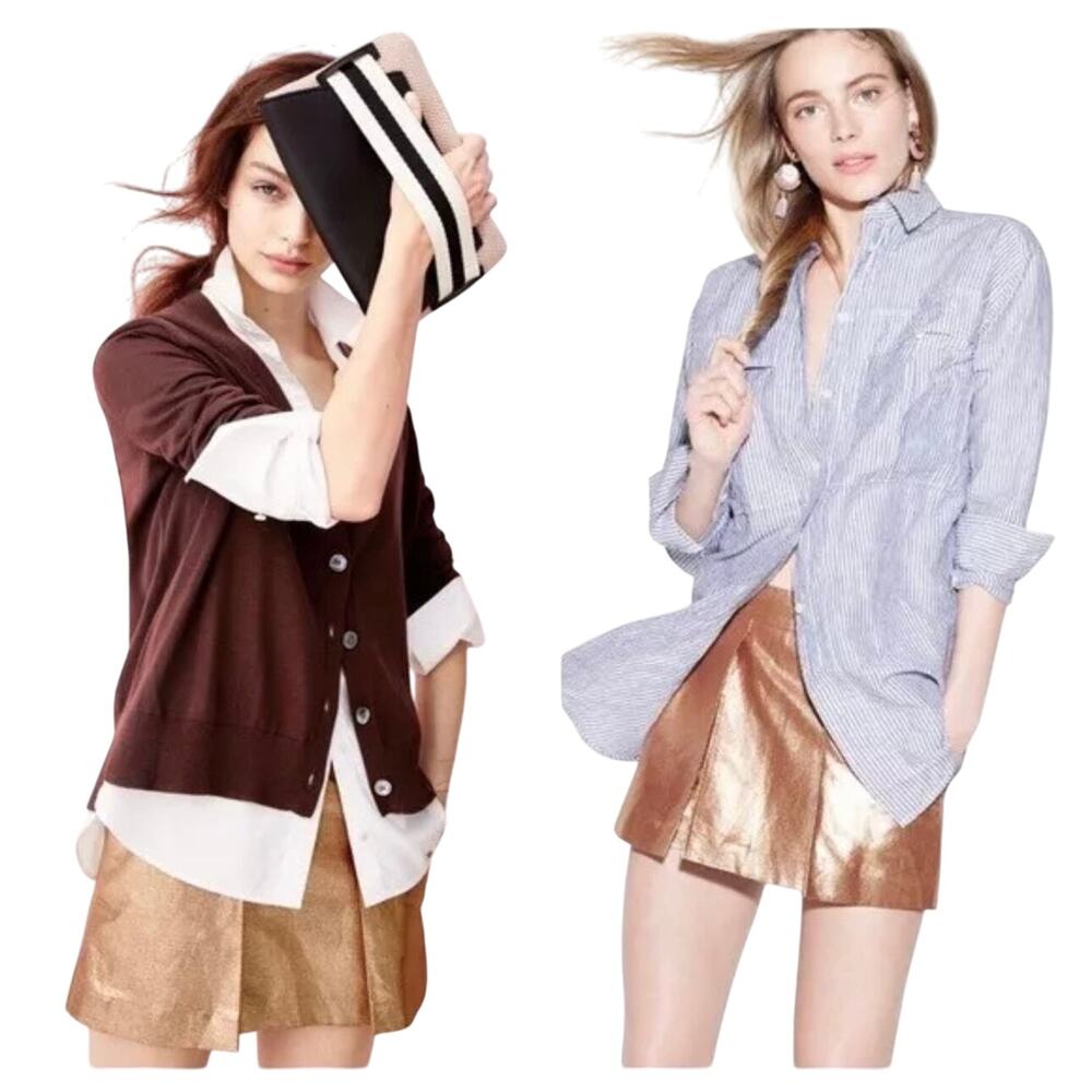 J. Crew Copper Metallic Skort